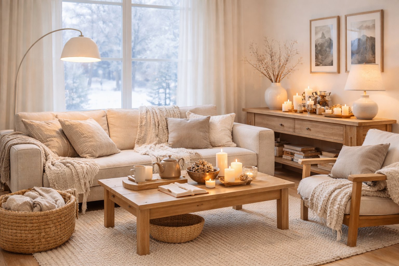 vinter glow i dagligstuen